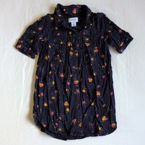 old navy blue floral dotted rayon tunic shirt dress 4T toddler girls